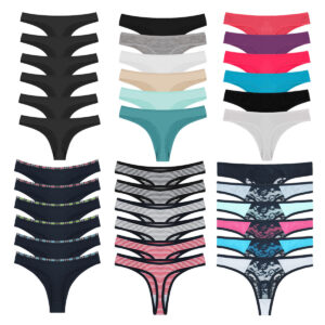 6 Pack Womens Cotton G-string Thongs Underwear Sexy Lace Briefs Panties Knickers