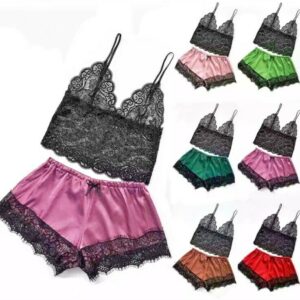 Women Mini Dress Pajama Set Sexy Lingerie Sleepwear Bodysuit Babydoll Lace Set