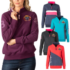Ladies Sweatshirt Quarter Zip Womens Overhead Jumper Sweater Rydale 15 Colours