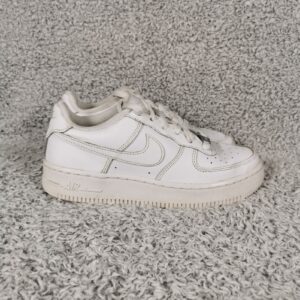 Nike Air Force 1 Trainers Kids Uk 4 White Leather Low