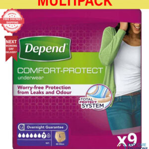 3 x Depend Comfort Protect for Women Incontinence Pants – Large – 3 Packs of 9