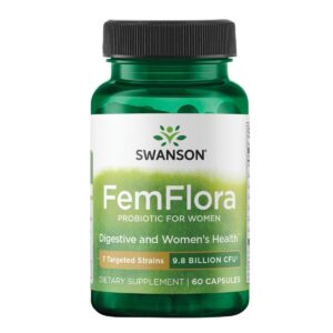 Swanson Femflora Probiotic for Women 9.8 Billion CFU 60 Capsules, Gut Health