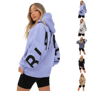 Womens Ladies Fashion Printed Thickened And Versatile Long Sleeved Loose Hoodies