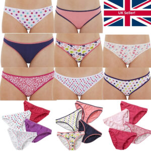 Just Essentials Women’s Ladies Hi-Leg Briefs Multipack of 4 Cotton Printed Plain