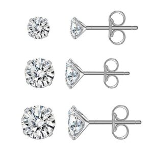 925 Sterling Silver Stud Earrings Women Men Genuine Cubic Zirconia Ladies Set CZ
