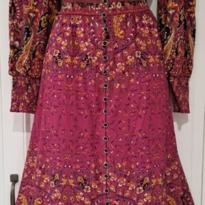 Womens Joe Browns Pink Paisley Floral Button Down Boho Ethnic Glorious Dress 10.