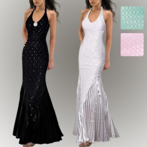 CLEARANCE SALE Halter Lace Mermaid Evening Party Dress