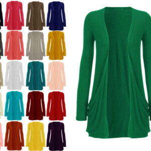 Womens Ladies Girls Long Sleeve Boyfriend  Top Open Pocket Cardigan 8-26
