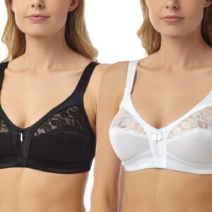 Non Padded Lace Bra Firm Control Bra Ladies Wireless Soft Cup  Black or White