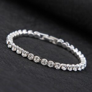 Womens Swarovski Crystal Tennis Stone Bracelet Bangle Silver Plated Shine Gift
