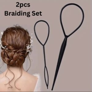 2pc Topsy Tail Hair Braid Tool Ponytail Braid Maker Styling Accessories Easy Use