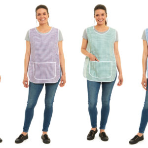 Ladies Dogtooth Design Piping Tabard Apron with Pocket Overall Kitchen Cleaning