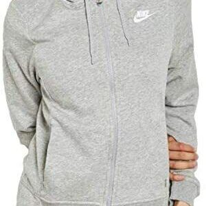 NIKE WOMEN’S LOOSE FIT FZ HOODIE DARK GREY HEATHER FULL ZIP