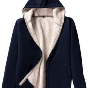 AOTORR Ladies Plain Hoodie Winter Warm Fleece Lined Zip Up Jacket Coat for Women